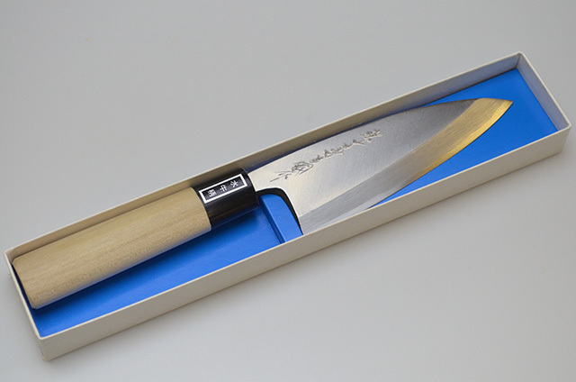 ダイキチ】19 堺一文字吉國作 出刃包丁 120mm 水牛柄 白2鋼,鋼包丁,堺