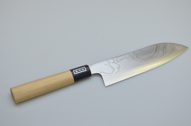 【ダイキチ】37　堺一文字吉国作 文化包丁 180mm 八角柄 ダマスカス鋼