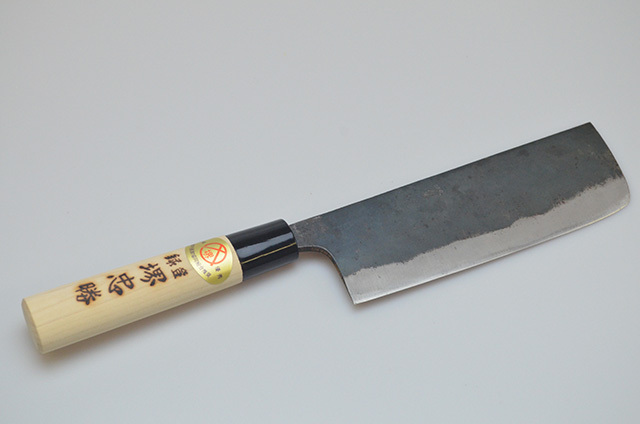 【牧田商店】A33　忠勝　菜切包丁　165mm　黒打鋼