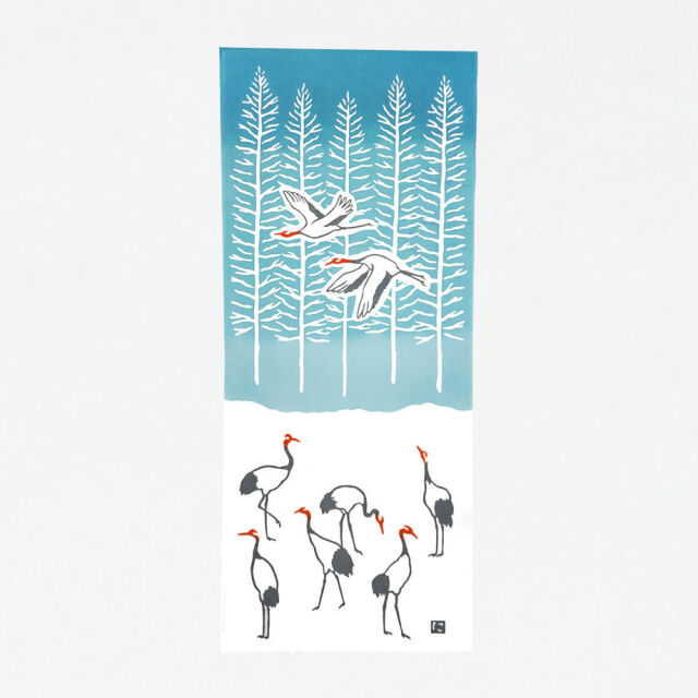 【にじゆら】手ぬぐい 丹頂鶴