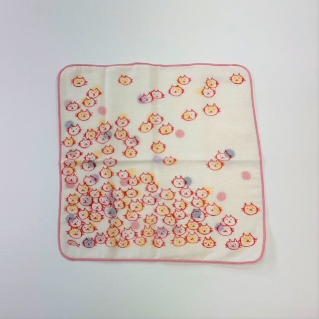 【左海壷人】ダブルガーゼハンカチ　ネコと灯り
