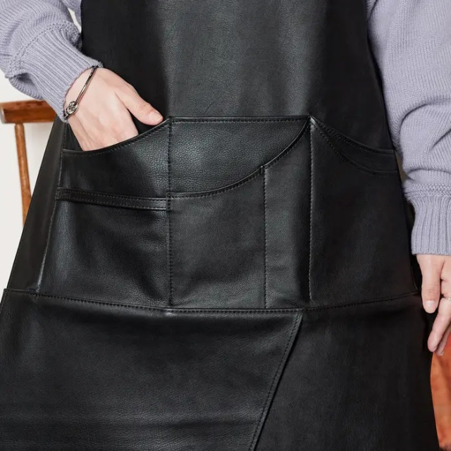 Regular] Washable Leather Hakama Apron, Brown, Regular Size