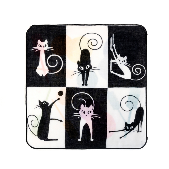 【左海壷人】注染ダブルガーゼハンカチ 猫の一日
