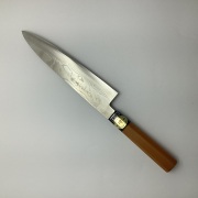 森本光一作　刺身 柳刃　包丁　銀三鋼 墨流し　尺　黒檀八角銀巻柄 森本光一作刺身 柳刃包丁銀三鋼 墨流し尺黒檀八角銀巻柄