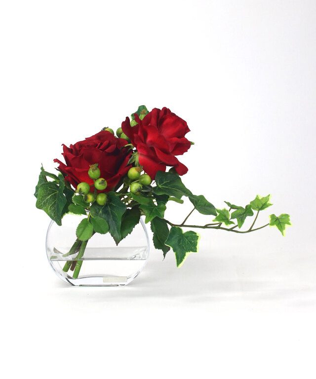 【美品】エミリオロバ　赤いアマリリスとバラの花束　鉢花 美品】エミリオロバ 赤いアマリリスとバラの花束 鉢花 美品】エミリオ