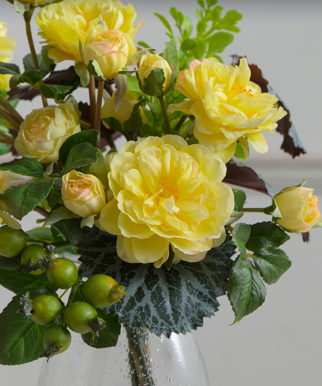 エミリオロバ薔薇黄色大きめ造花アーティフィシャルフラワー