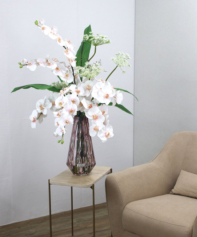 美品】巨大エミリオロバ 赤いアマリリスとバラの鉢植風アーティ