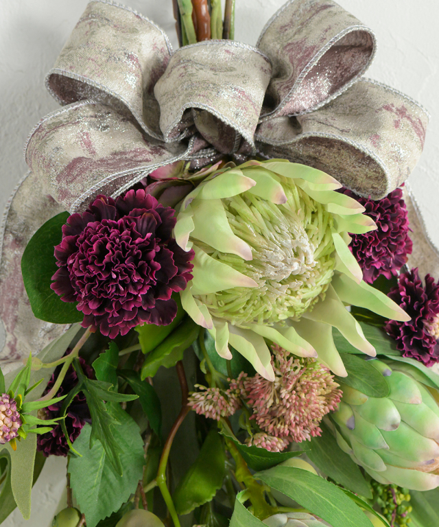 週末SALE☺︎キングプロテアのアンティークスワッグ☺︎ キングプロテアスワッグ2L25 アートフラワー アーティフィシャル