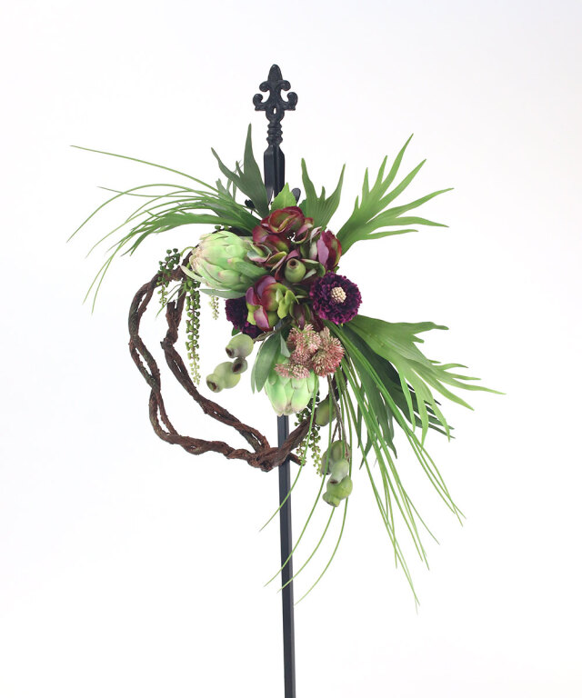 キングプロテア＆スカビオサリース2L25 アートフラワー アーティ