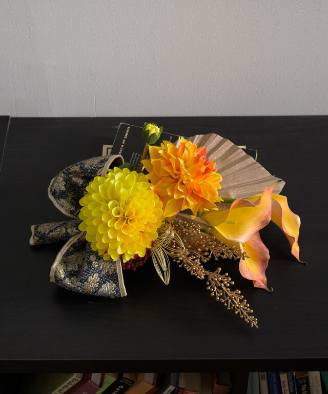 迎春ダリアスワッグM25ye アートフラワー アーティフィシャルフラワー