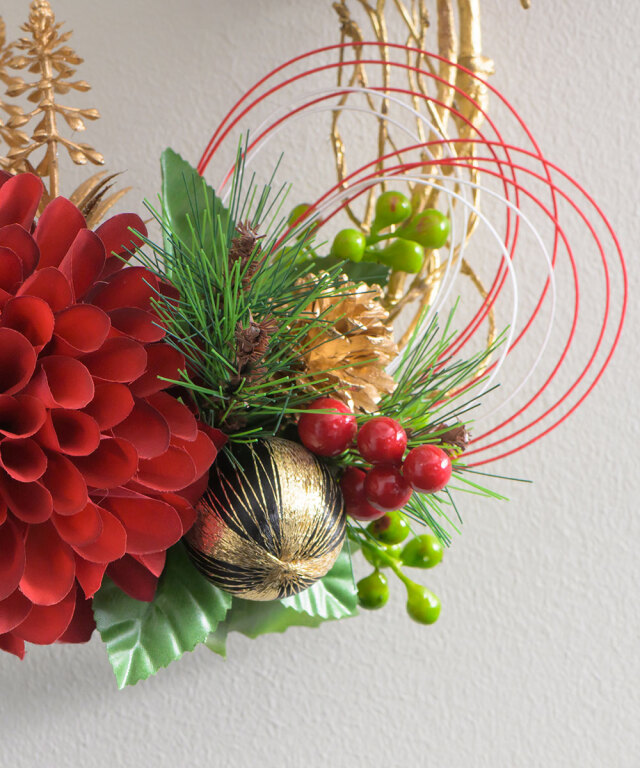 迎春ダリアリースM25rd アートフラワー アーティフィシャルフラワー