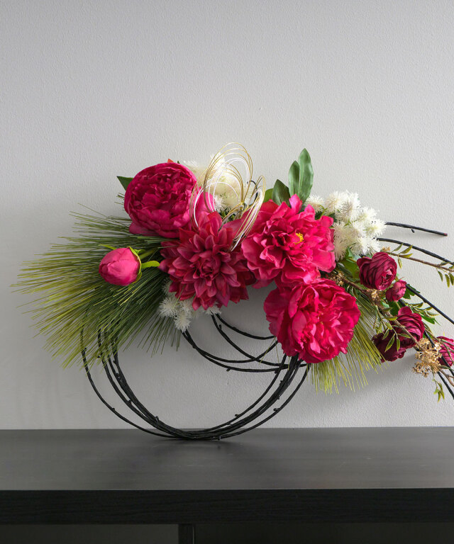 迎春ピオニーリースL25 アートフラワー アーティフィシャルフラワー