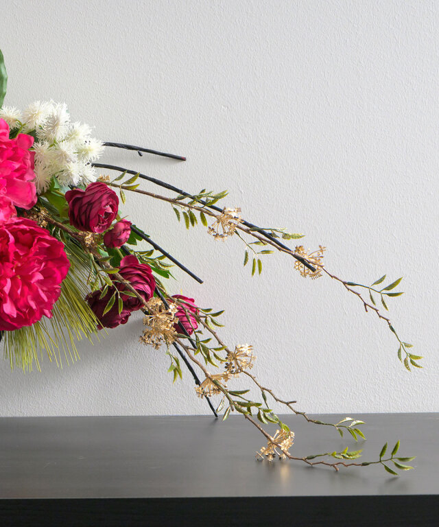 迎春ピオニーリースL25 アートフラワー アーティフィシャルフラワー