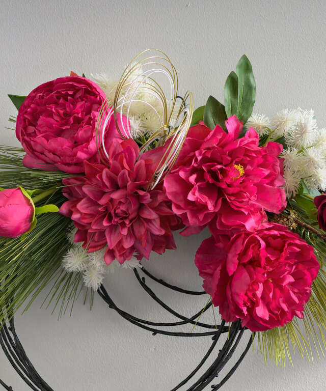迎春ピオニーリースL25 アートフラワー アーティフィシャルフラワー