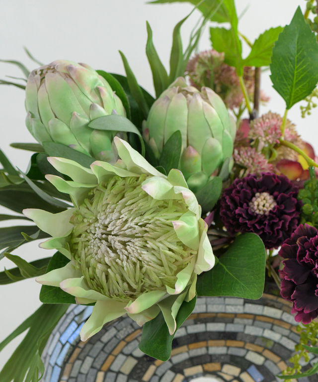 キングプロテア&スカビオサ3L25 アートフラワー アーティフィシャル