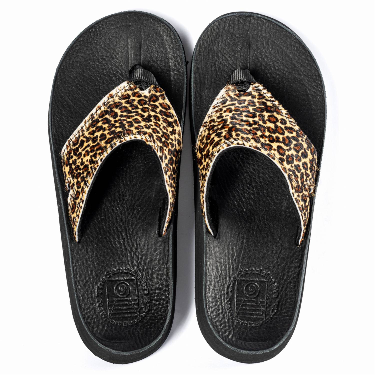 The Sandalman 501 ベビーレオパード x Black Bullhide