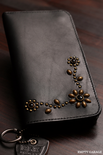 ""HTC BLACK"" LONG WALLET T-023 Brass on black