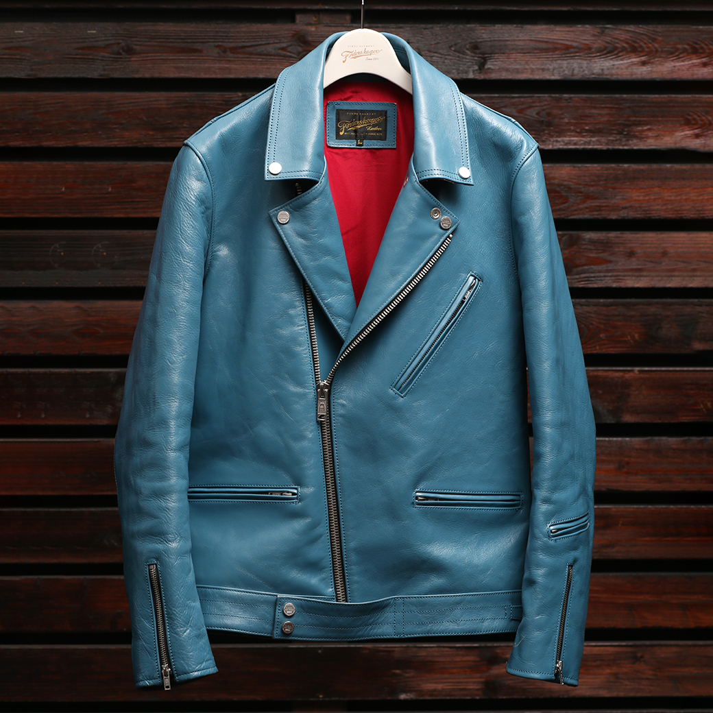 FindersKeepers FK-W.RIDERS JACKET U.K. II TURQUOISE BLUE HORSEHIDE