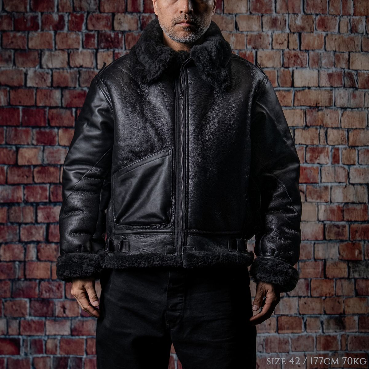 バンソン B-3 フライトジャケット サイズ40 Vanson B-3 Flying Fortress Crew Jacket Black Mouton