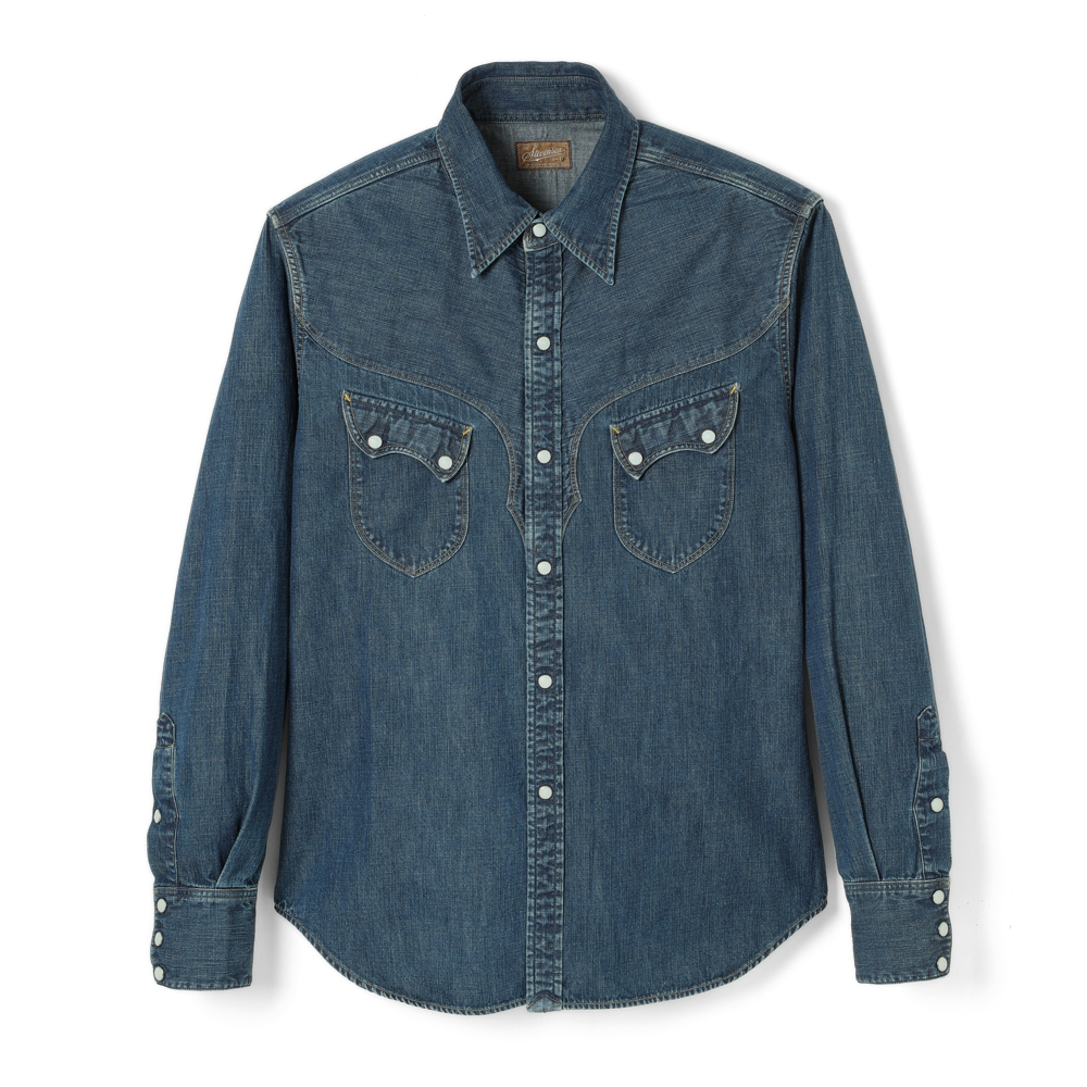 STEVENSON OVERALL Co. Cody -CD3- WESTERN SHIRT 7 oz Faded Indigo