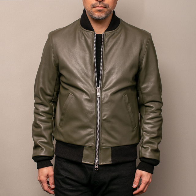 Vanson Special Custom Team Jacket Olive スペシャル バンソン レザージャケット オリーブ