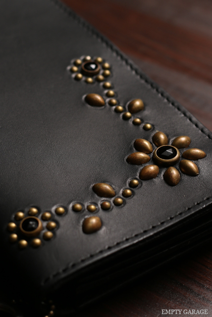 ""HTC BLACK"" LONG WALLET T-023 Brass on black