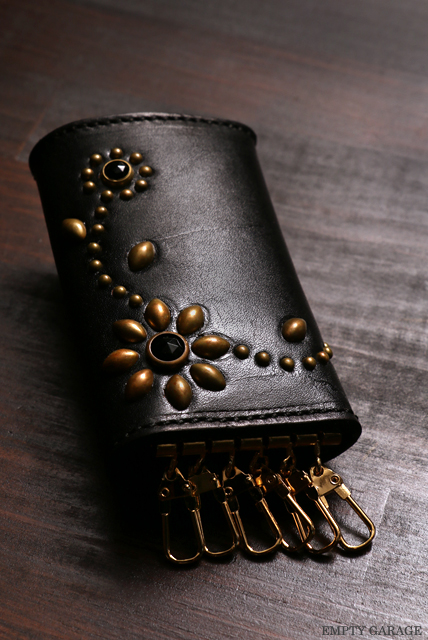 HTC　Leather Key Case Flower　gold black