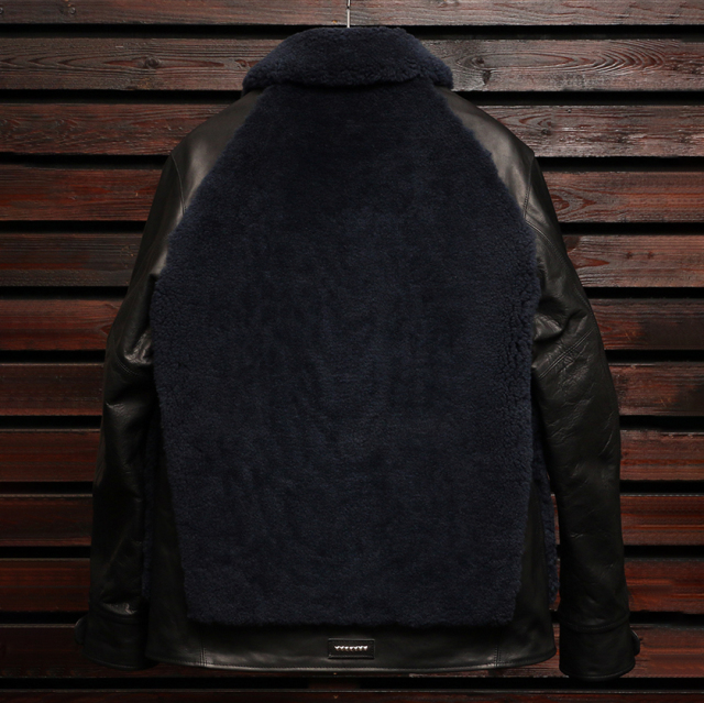 EMPTY GARAGE 別注 FindersKeepers FK-GRIZZLY JACKET BLACK HORSEHIDE x NAVY SHEEPSKIN