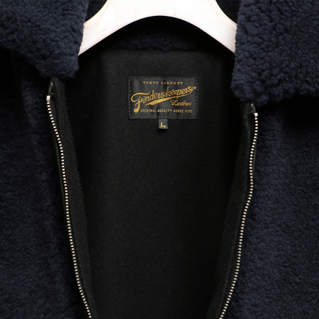 EMPTY GARAGE 別注 FindersKeepers FK-GRIZZLY JACKET BLACK HORSEHIDE x NAVY SHEEPSKIN