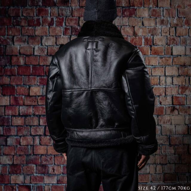 Vanson B-3 Flying Fortress Crew Jacket Black Mouton