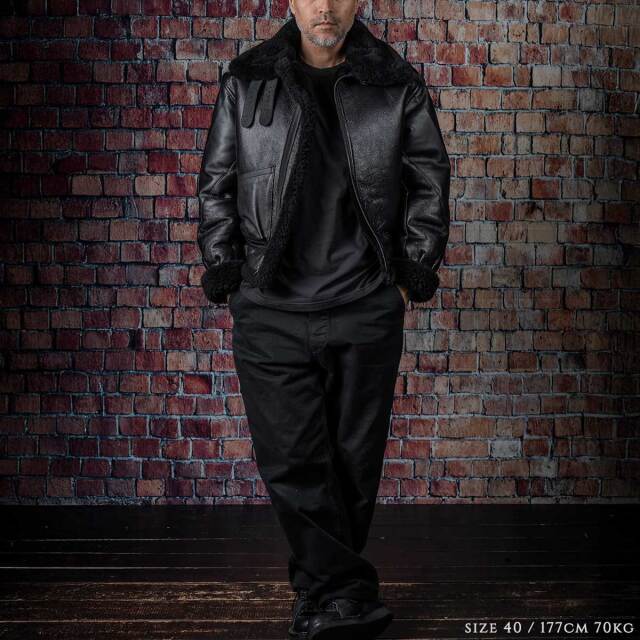 Vanson B-3 Flying Fortress Crew Jacket Black Mouton