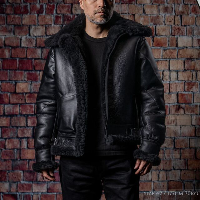 Vanson B-3 Flying Fortress Crew Jacket Black Mouton