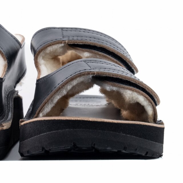The Sandalman BSSB Natural Sheepskin Black Chromexcel サンダルマン ムートンサンダル