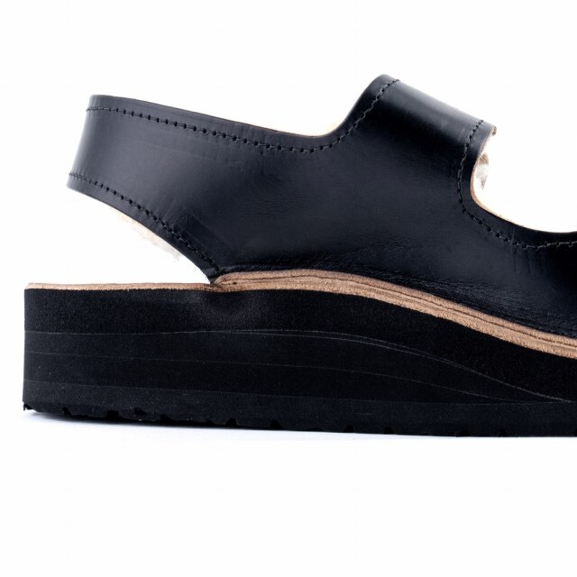 The Sandalman BSSB Natural Sheepskin Black Chromexcel サンダルマン ムートンサンダル