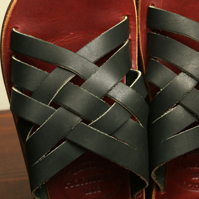 The Sandalman Weave Black  Burgundy Chromexcel サンダルマン クロムエキセル
