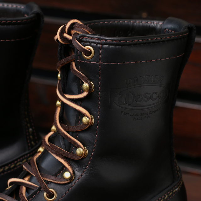 ［ウエスコ ブーツ］ WESCO BOOTS JOBMASTER ブラックタイ 9インチ丈 トウキャップ カーキステッチ