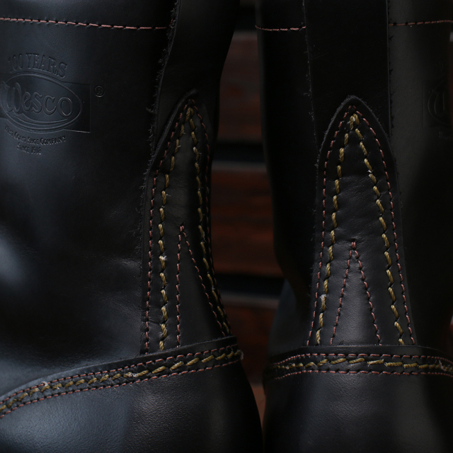 ［ウエスコ ブーツ］ WESCO BOOTS JOBMASTER ブラックタイ 9インチ丈 トウキャップ カーキステッチ