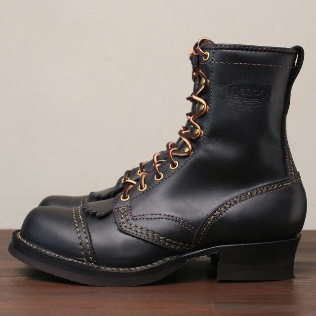 ［ウエスコ ブーツ］ WESCO BOOTS JOBMASTER ブラックタイ 9インチ丈 トウキャップ カーキステッチ