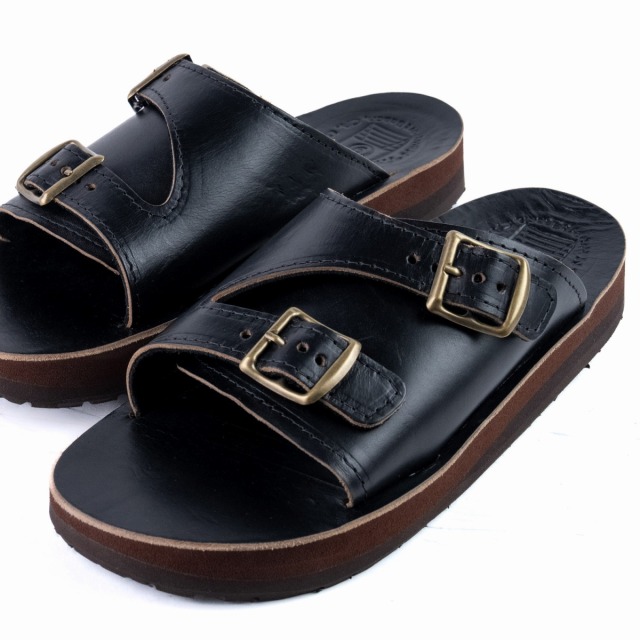 The Sandalman Double Straps ダブルストラップサンダル The Sandalman Double Straps Black Chromexcel サンダルマン