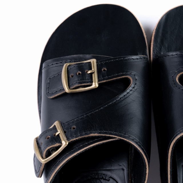 The Sandalman Double Straps Black Chromexcel サンダルマン