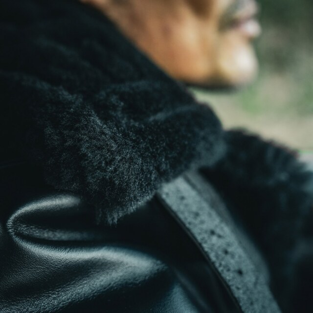 Vanson B-3 Flying Fortress Crew Jacket Black Mouton