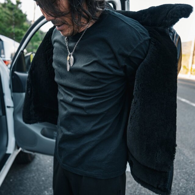 Vanson B-3 Flying Fortress Crew Jacket Black Mouton