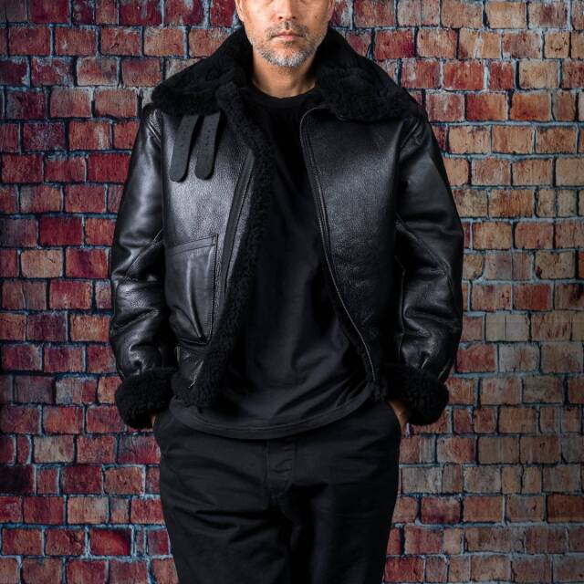 ★vanson★大戦モデル フライトジャケットB-3 バンソン レザージャケット Vanson B-3 Flying Fortress Crew Jacket Black Mouton