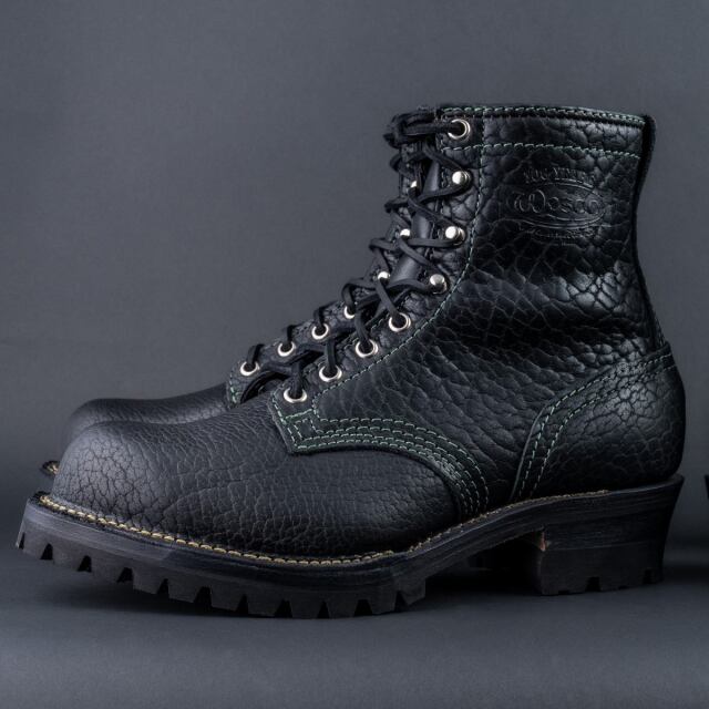 WESCO BOOTS WARREN ウォーレン Black Bison Green Stitching Bubble Toe