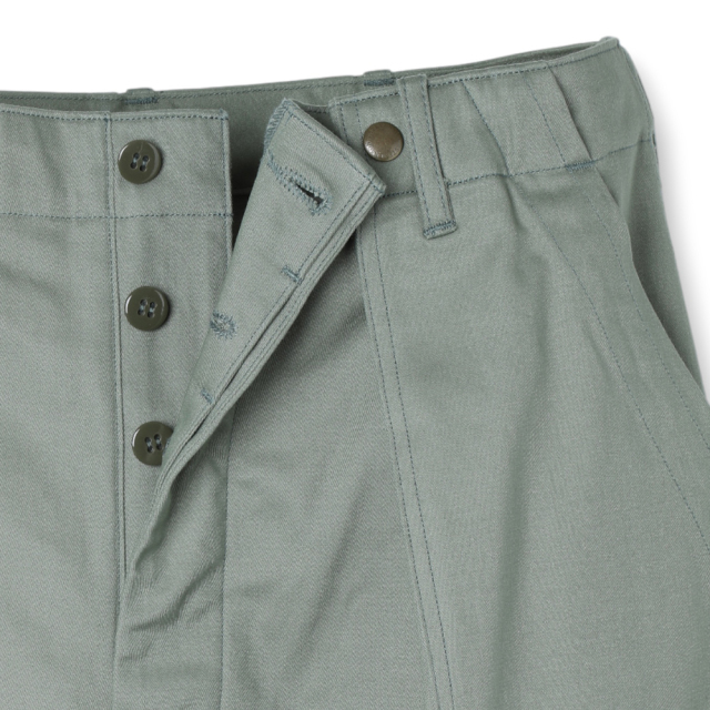 STEVENSON OVERALL Co. Snap-Back SB1 Sage Green button fly detail