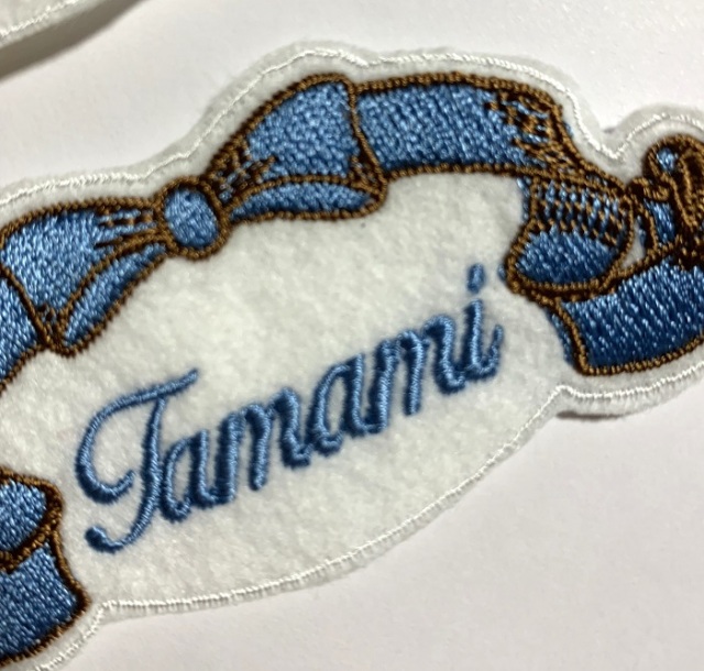 お名前ワッペン★丸型リボン ✳︎リボン丸型お名前ワッペン✳︎刺繍名入れ くすみカラー