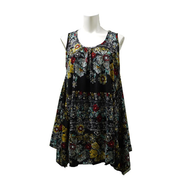 花柄ワンピース モダン クラシカ ル ノースリーブ チュニック 夏