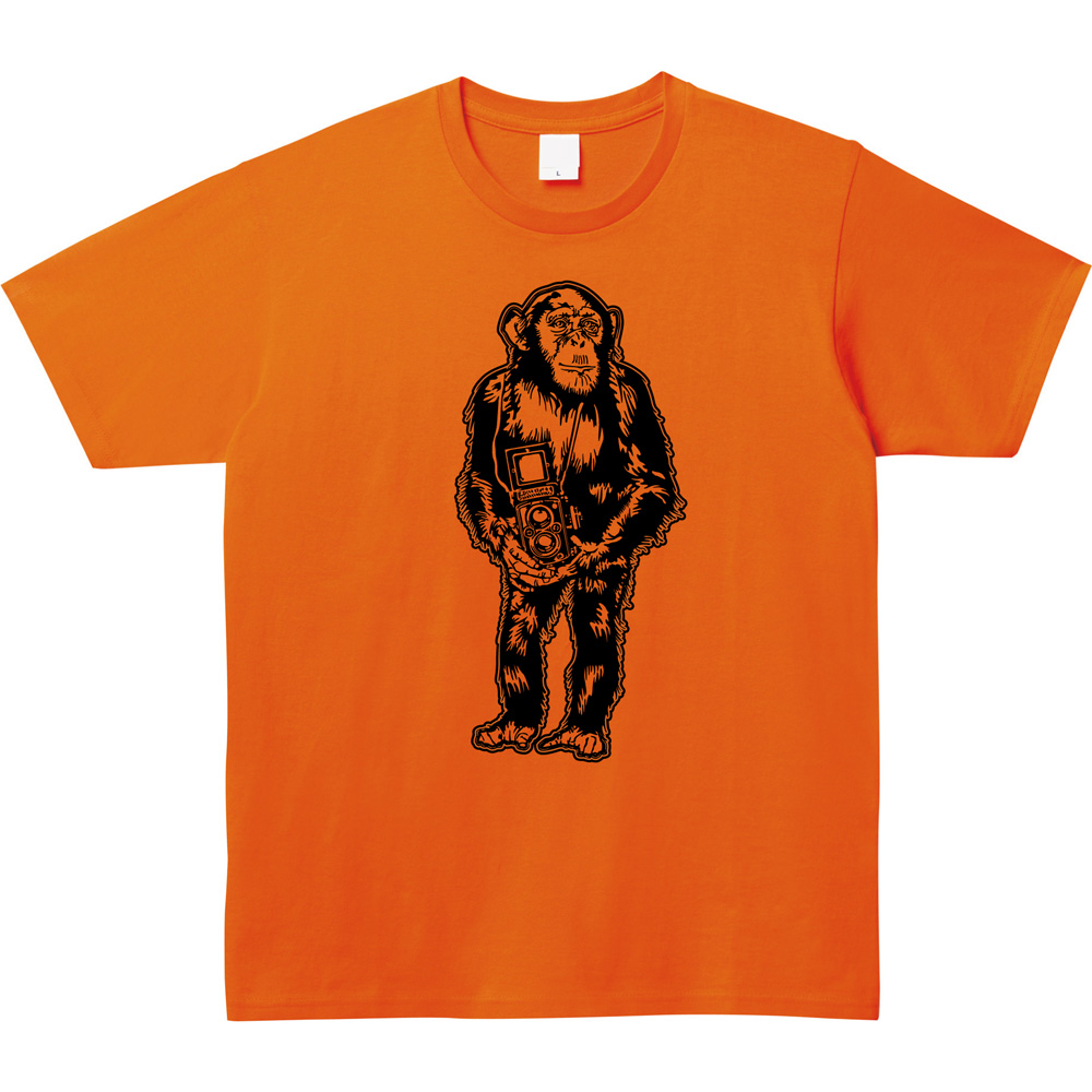 チンパンジーカメラ プリントＴシャツ