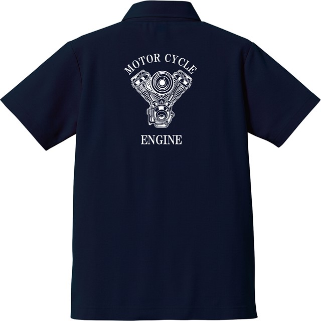 エンジンロゴバックプリントドライポロシャツ　胸ポケットなし