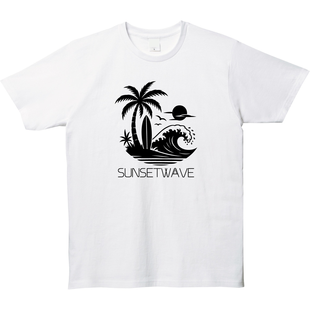 サーフ Tシャツ 夏 海 トロピカル パームツリー 夕日 波 プリントTシャツ